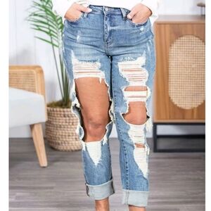 Distressed Blue Jeans